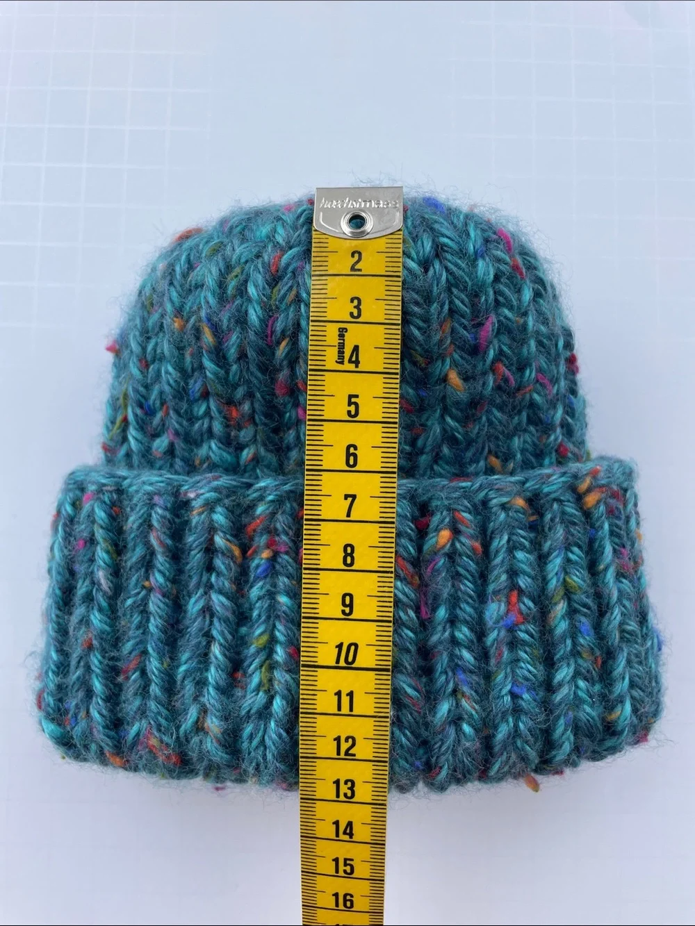Handknit Teal Speckled Chunky Rib Beanie for babies